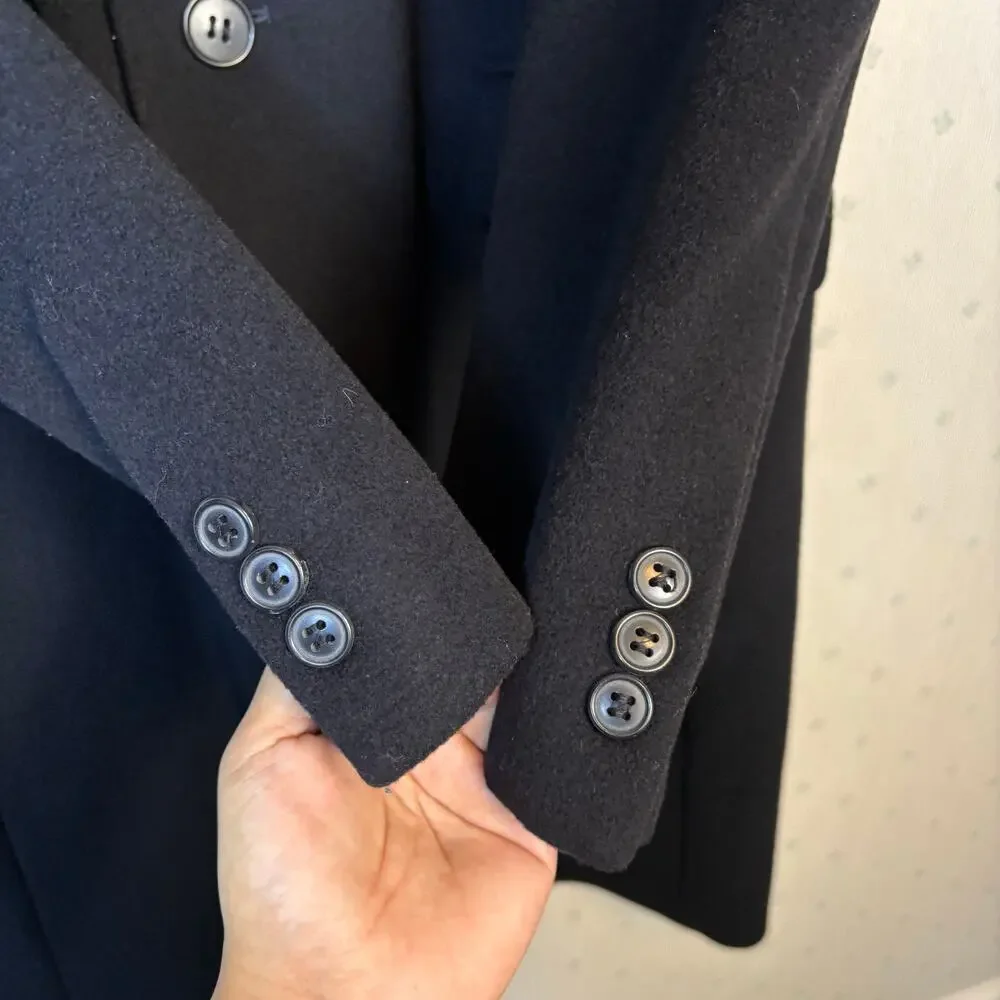 Teller Cashmere Mens Long Overcoat size Large Black Structure Luxury Minimalist